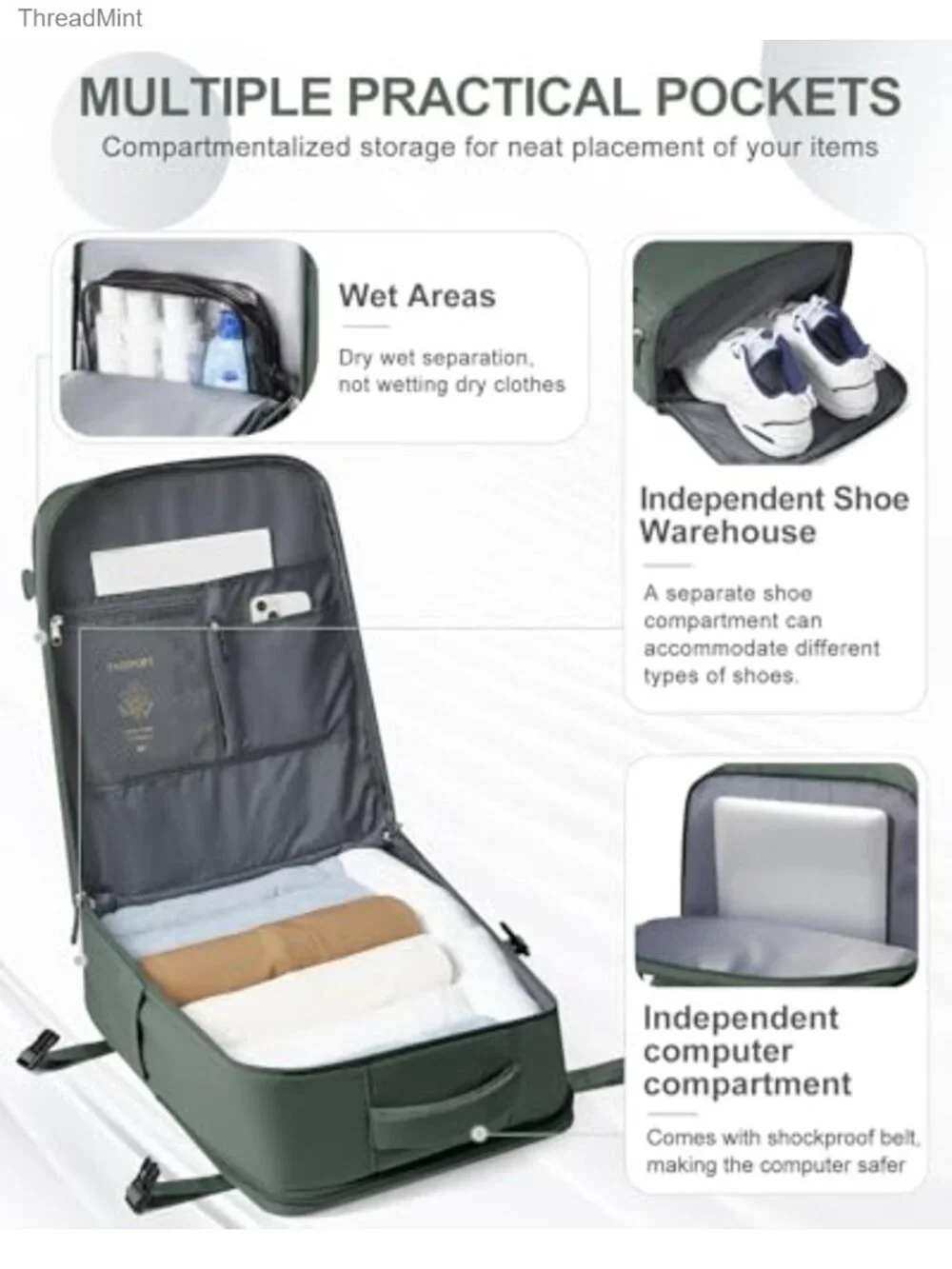 Large Waterproof Polyester Travel Backpack Carry On Laptop Gym Daypack